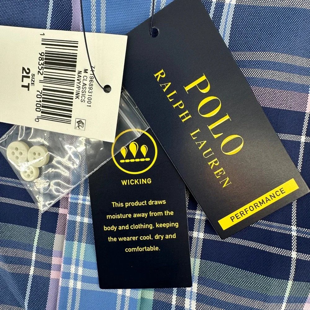 NWT‎ Polo Ralph Lauren Performance Plaid Shirt Mens 2XLT Wicking